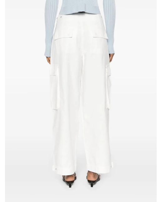 FRAME White Wide-Leg Cargo Trousers