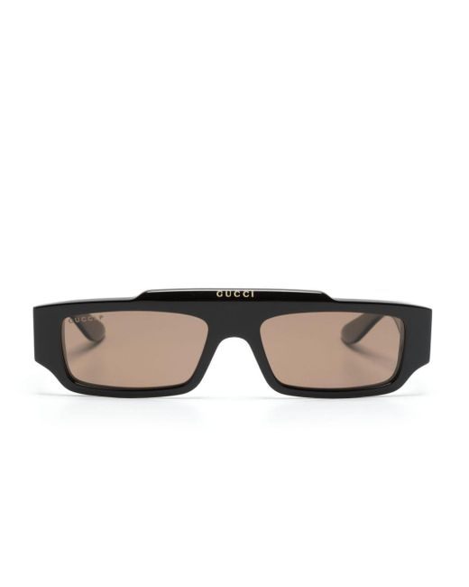 Gucci Black Logo-print Rectangle-frame Sunglasses for men