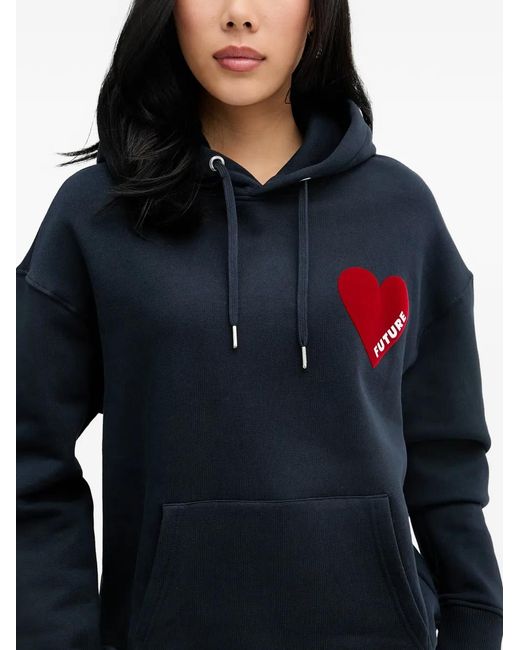 From Future Blue Heart-Patch Drawstring Hoodie