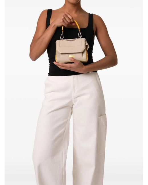 Lancel Yellow Grained Shoulder Bag