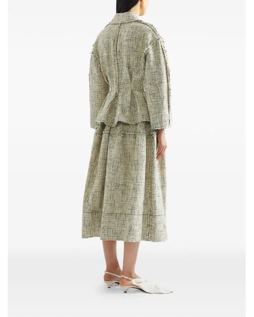 Erdem White Mouline Single-Breasted Fitted Jacket