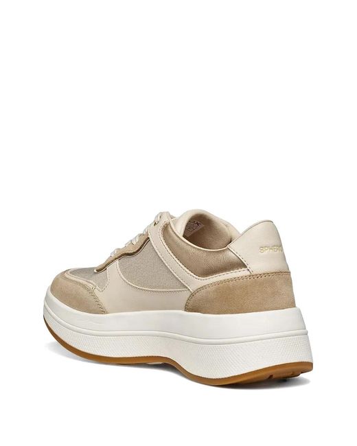 Geox White Spherica Ecub-3 Metallic Panel Sneakers