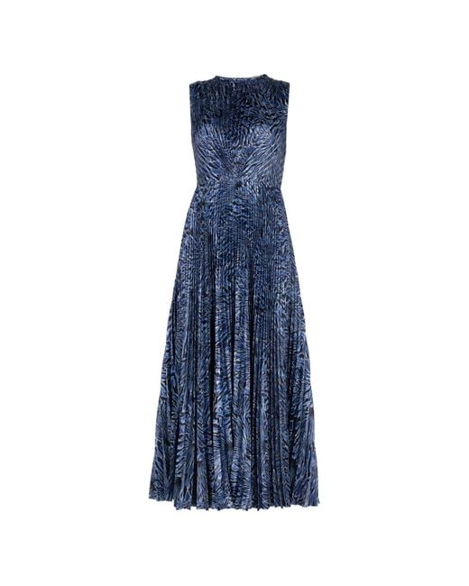 Ulla Johnson Blue Malin Pleated Midi Dress