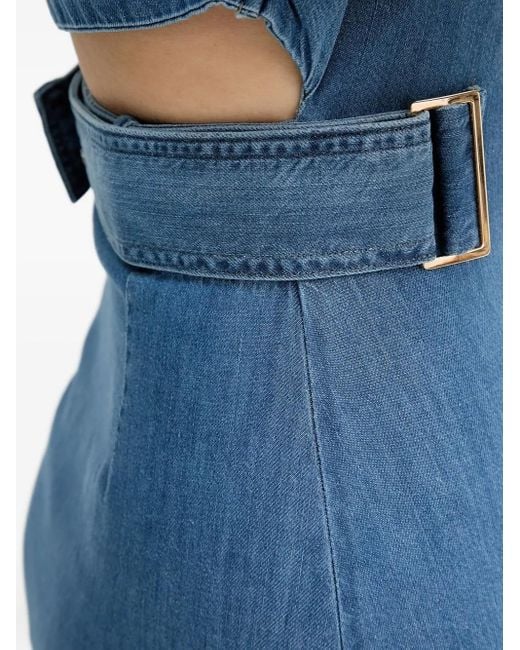 Liu Jo Blue Belted-Shirt Mini Dress