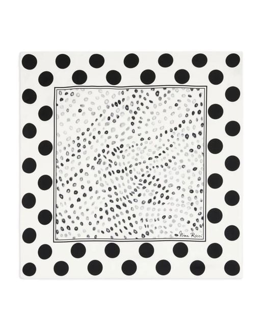 Nina Ricci White Polka-Dot Silk Scarf