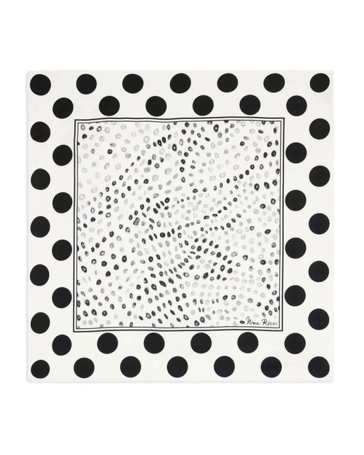 Nina Ricci White Polka-Dot Silk Scarf