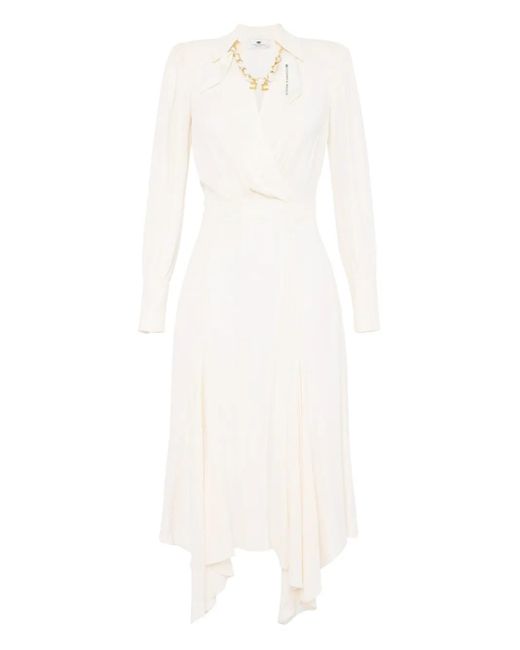 Elisabetta Franchi White Asymmetrisches Kleid mit Falten
