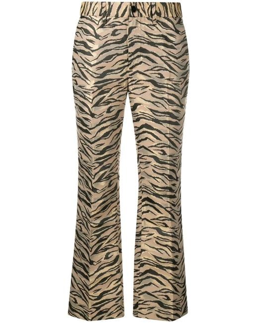 Zadig & Voltaire Natural Animal-Print Flared Trousers