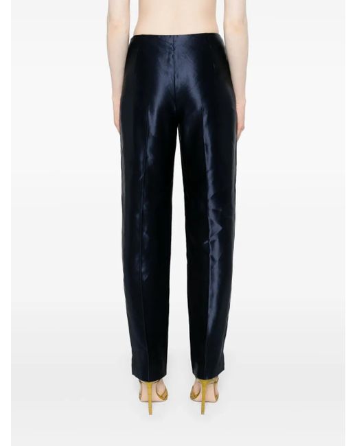 Giorgio Armani Blue Seam-Detail Satin Trousers