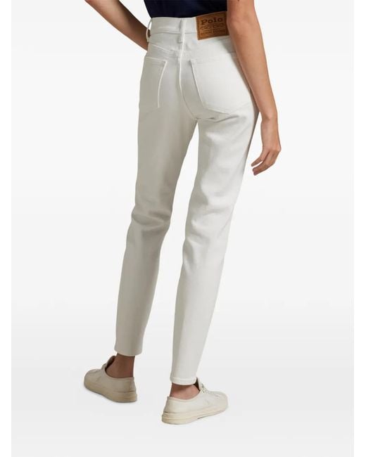 Polo Ralph Lauren White Logo-Patch Jeans