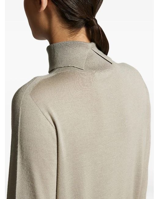 Peserico Blue Zip-Detail Turtleneck Sweater