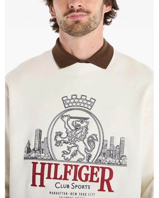 Tommy Hilfiger White Embroidery Sweatshirt for men