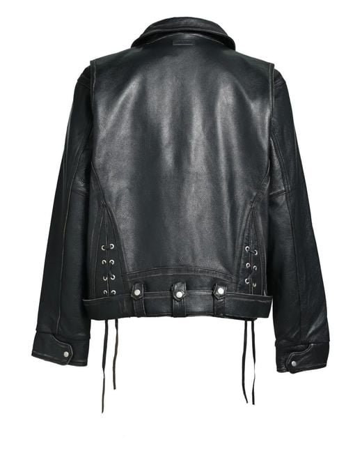 BREATH Black Zip-Pocket Biker Jacket for men
