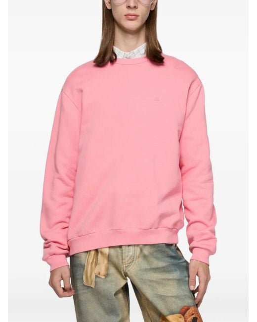 Acne Pink Fleece Face Logo Sweatshirt