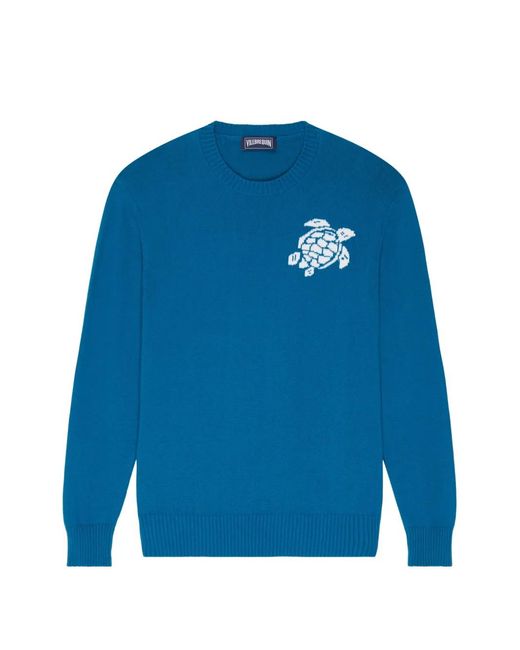 Vilebrequin Blue Jacquard Crew-Neck Sweater for men
