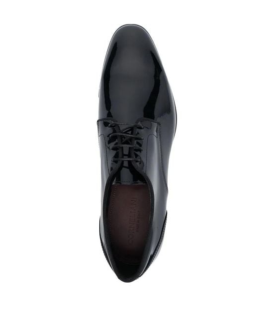 Corneliani Black Patent-Finish Derby Shoes for men