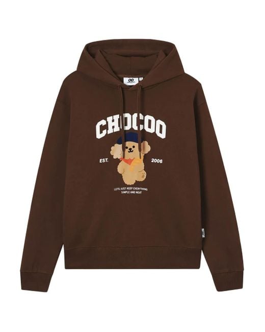 Chocoolate Brown Bear-Print Hoodie