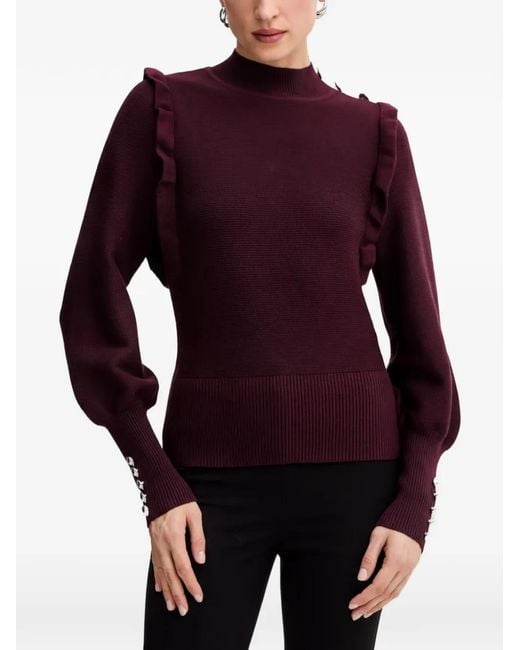 Morgan Purple Ruffled Button Knitwear