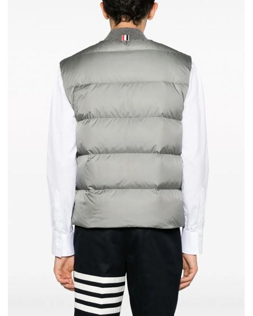 Thom Browne Blue 4-Bar Matte Nylon Down Vest for men