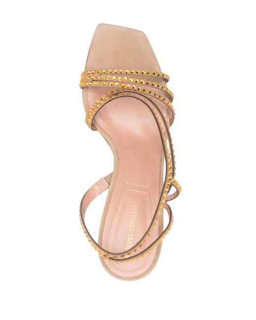 Alberta Ferretti Natural Crystal-Embellished Sandals