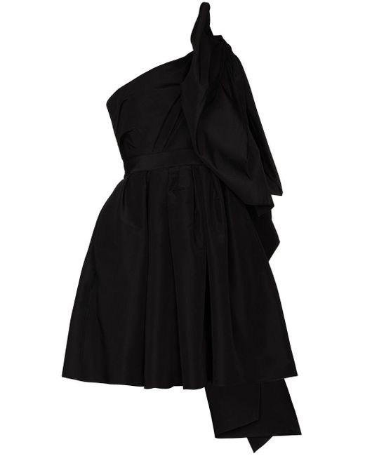 Carolina Herrera Synthetic One Shoulder Bow Detail Mini Dress in Black ...