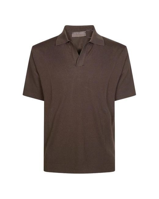 FILIPPO DE LAURENTIIS Brown V-Neck Short-Sleeve T-Shirt for men