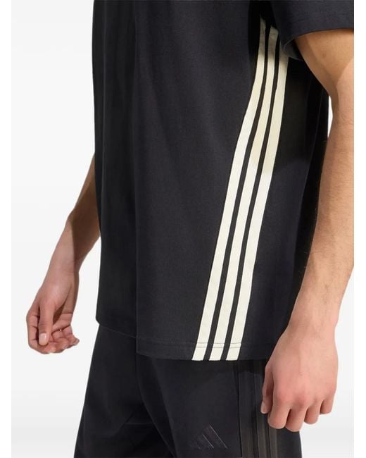 Adidas Black Kit 3-Stripes Loose T-Shirt for men
