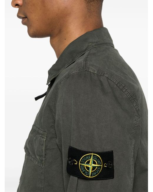 Stone Island Green Old Treatment Cotton Overshirt for men