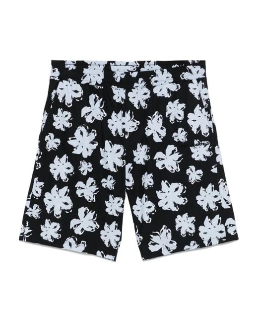 Karl Lagerfeld Black Flower-Print Shorts for men