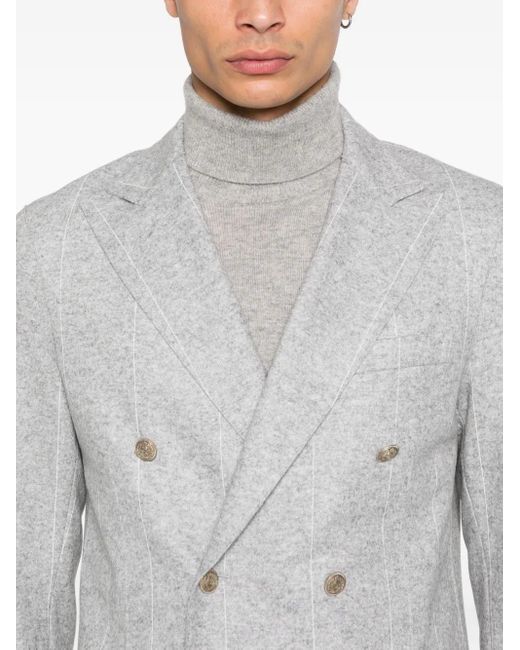 Eleventy Gray Pinstripe Double-Breasted Jacket for men