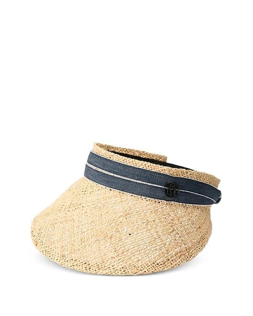 Maison Michel Blue Pat Ribbon Visor