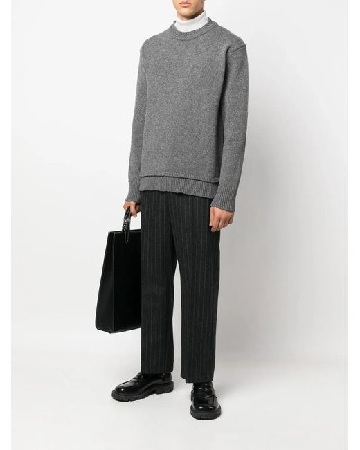 Maison Margiela Gray Wool Linen Elbow-Patch Sweater for men