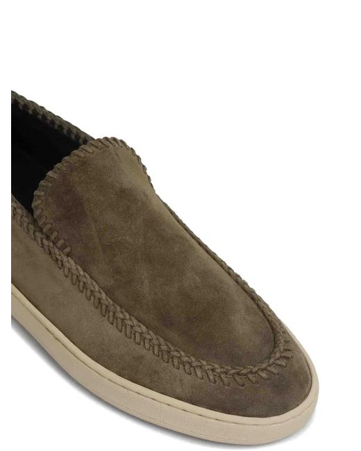 Officine Creative Green Herbie Whipstitch-Trim Suede Slip-Ons for men