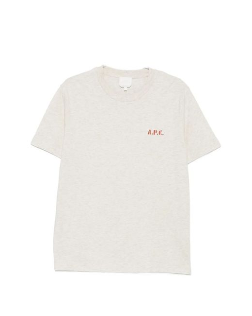 A.P.C. White Logo-Print T-Shirt for men