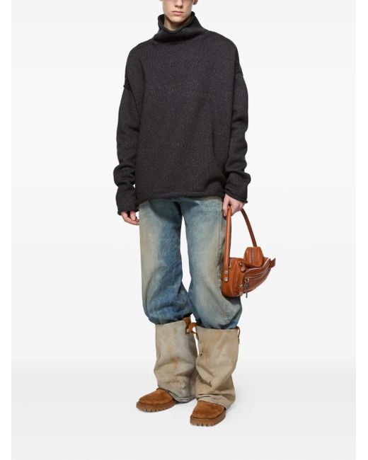 Acne Gray Embroidered-Logo High-Neck Sweater for men