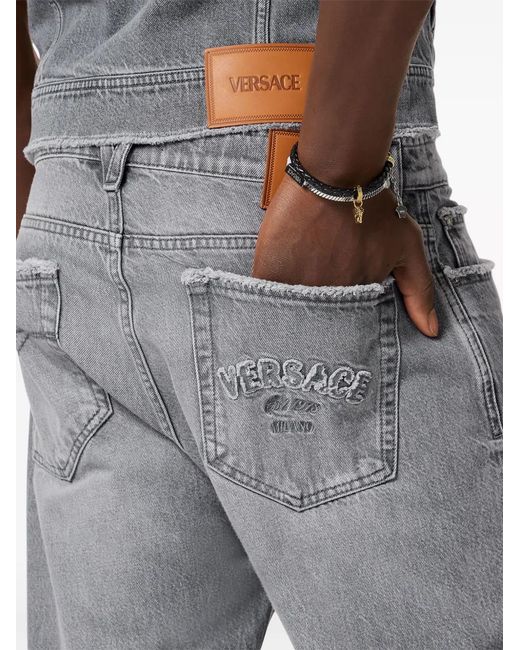 Versace Gray Cotton Denim Pants for men