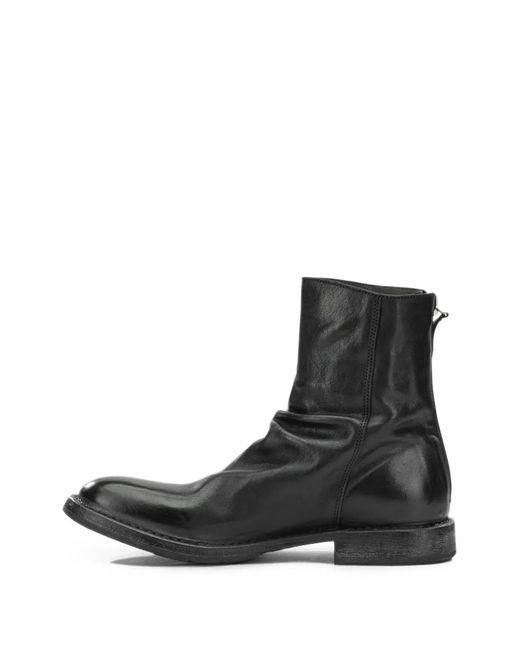Moma Black Rear-Zip Leather Boots for men