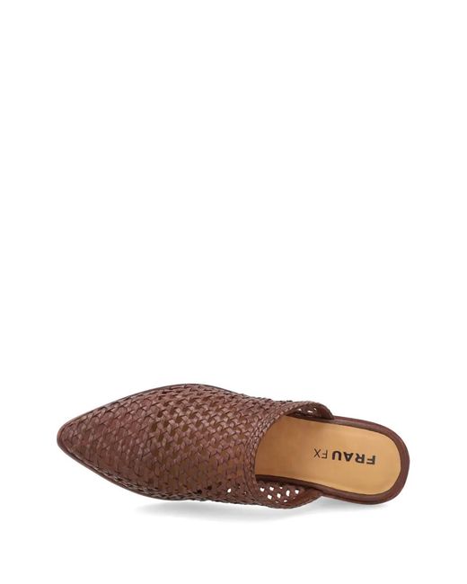 Frau Brown Mules En Cuir Tressé À La Main
