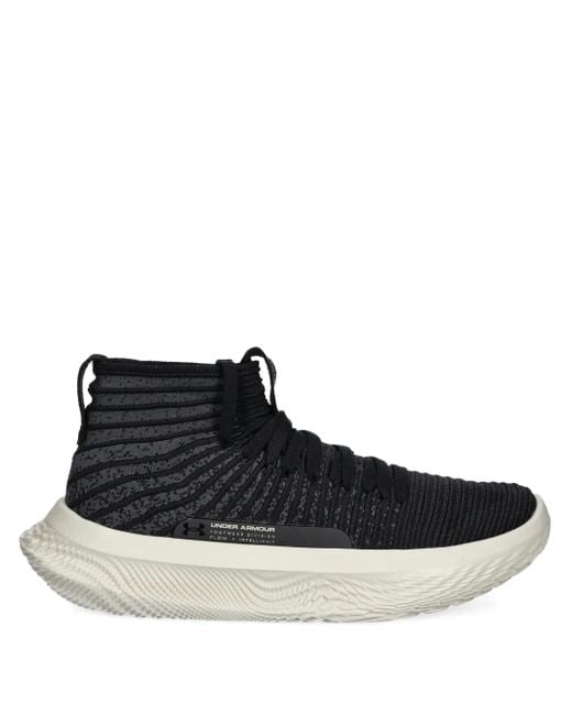 Under Armour Black Lace-Up Ribbed-Effect Sneakers