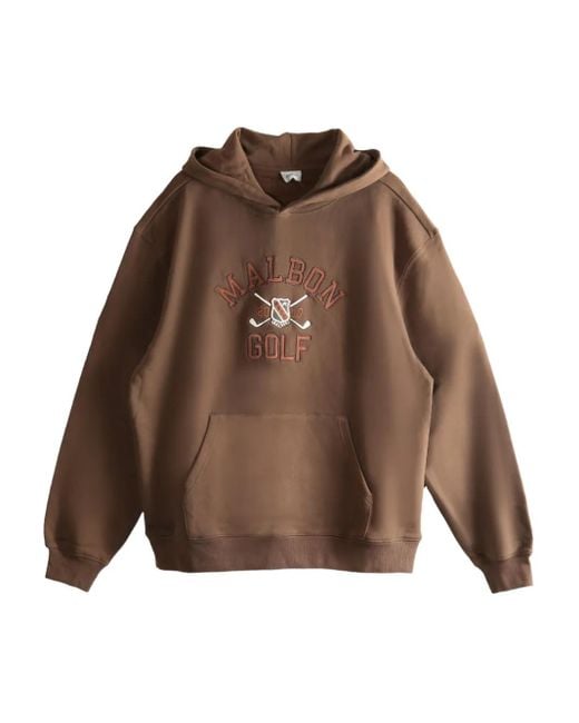 Malbon Golf Brown Embroidered-logo Hoodie for men