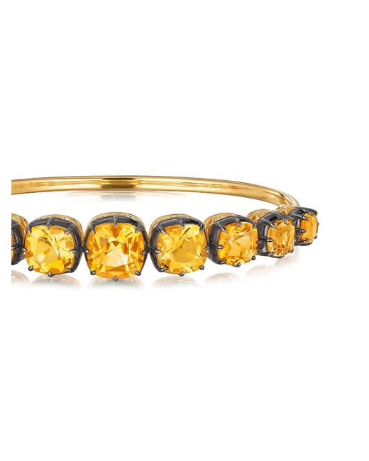Fred Leighton Metallic 18Kt Cushion Citrine Collet Bangle