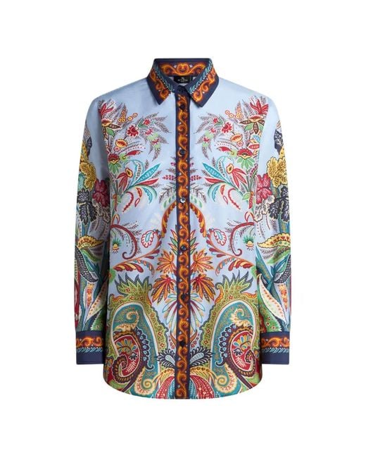 Etro White Paisley-Print Button-Down Cotton Shirt