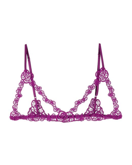 Fleur du Mal Pink Fleur Guipure Ouvert Bralette