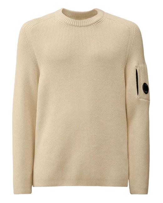 C P Company Natural Ribbed Sweater for men