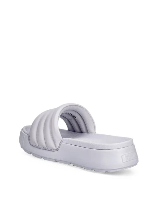 PUMA White Claquettes Matelassées À Logo Imprimé