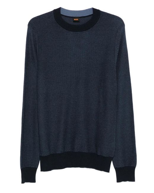 Boss Blue Crew-Neck Sweater for men