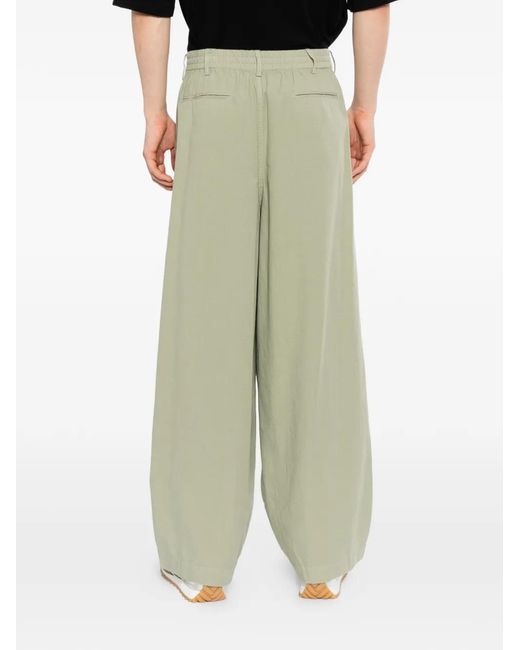 CROQUIS Green Rear Elatic Waistband Wide-Leg Trousers for men