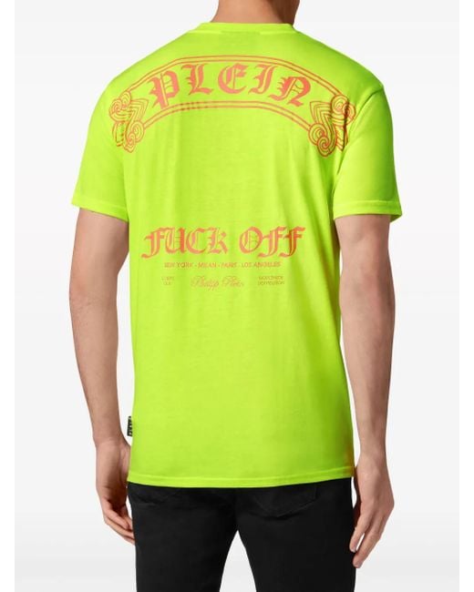 Philipp Plein Green Logo-Print Round-Neck T-Shirt for men