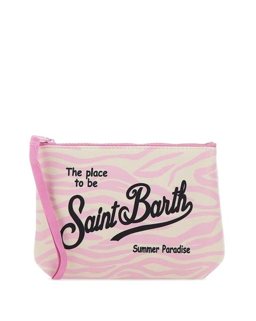 Mc2 Saint Barth Pink Aline Zebra-Print Clutch Bag
