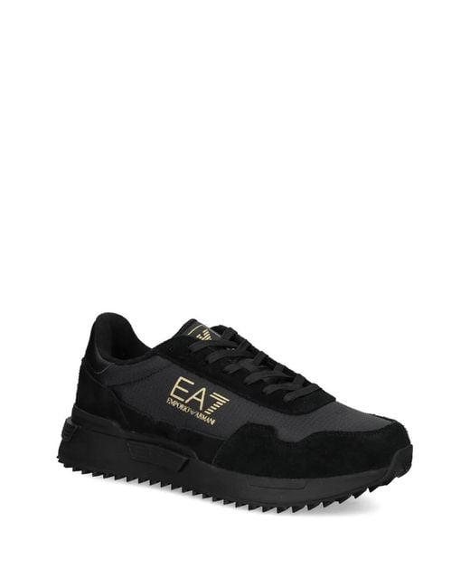 EA7 Black Logo-Detail Sneakers for men